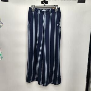 NWT Hollister Blue Stripe Coastal Cropped Nautical Wide Leg Pants Women M